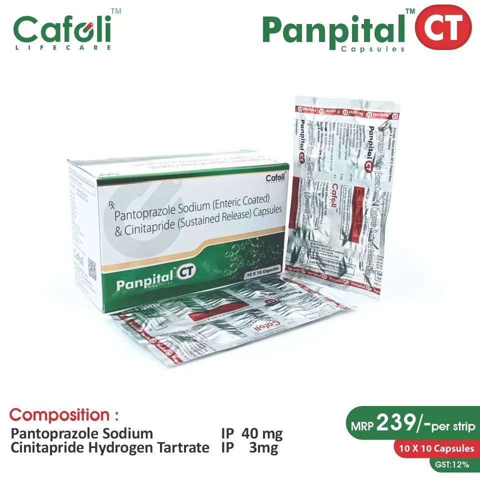 Cinitapride 3mg + Pantoprazole 40mg Capsule at the best price in PCD Pharma Franchise for Gastroesophageal Reflux Disease.